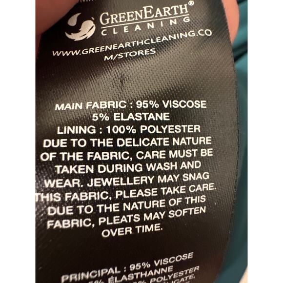 Self-Portrait Deep Teal Iris Long Sleeve Draped Midi Dress Size 10 - Picture 11 of 11